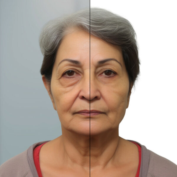 Chirurgie AVANT/APRES blépharoplastie. Effacement des poches sous les yeux et correction des paupières tombantes